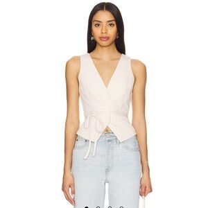 Cream Wrap Tie Front Tank Top